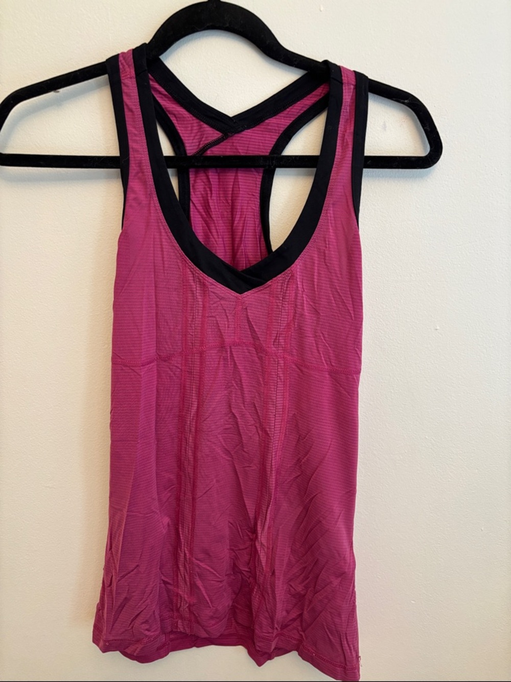 Lululemon Racerback Tank Magenta Black Trim Lightweight Athletic Top sz 4